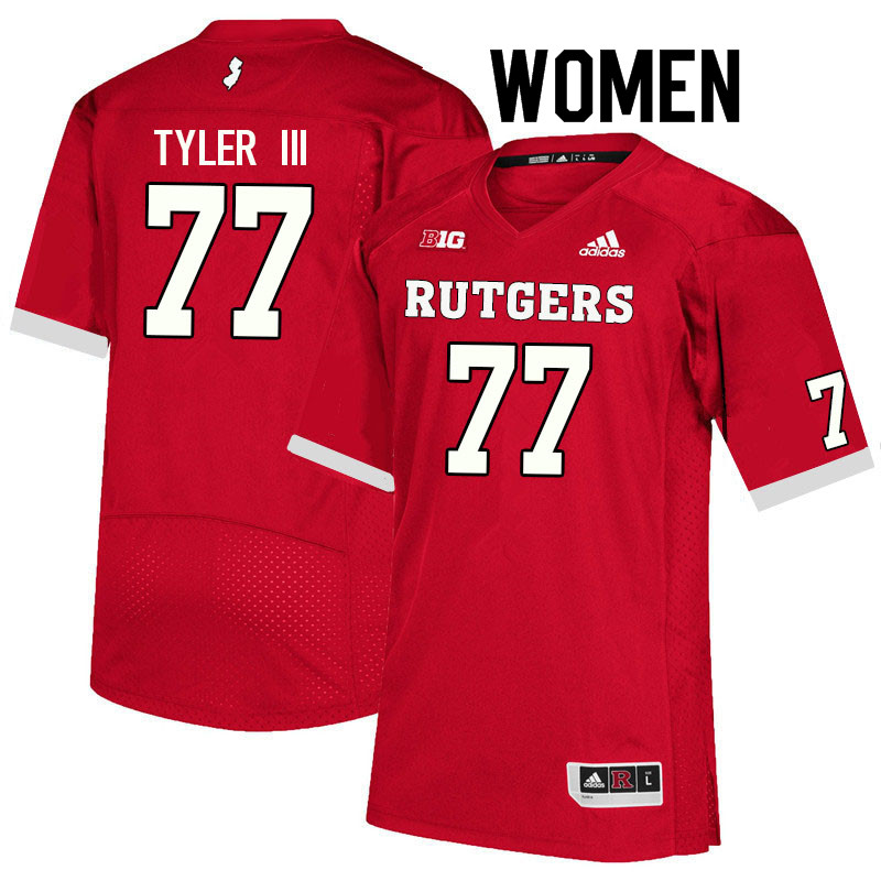 Women #77 Willie Tyler III Rutgers Scarlet Knights College Football Jerseys Sale-Scarlet - Click Image to Close